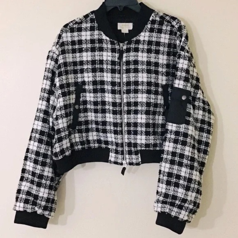 ANTHROPOLOGIE Maeve Plaid Tweed Bomber Jacket Coat Small Brand New! Crop Lined!